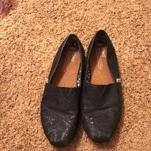 Sparkly black Toms